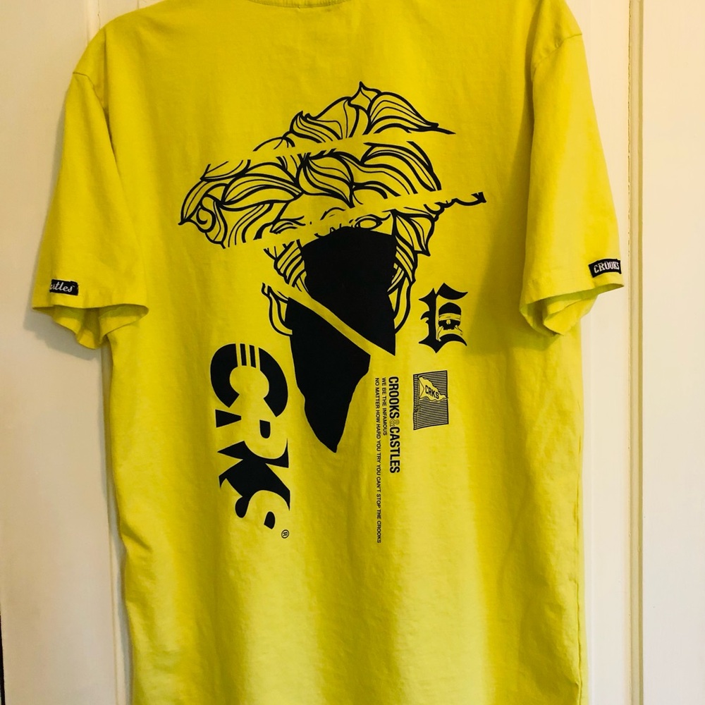 Crooks & Castles Yellow Graphic Crewneck Tee